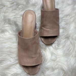 Taupe suede mules